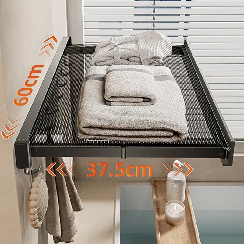 Towel Storage Rack Expandable Suction Mount Shelf & Bars