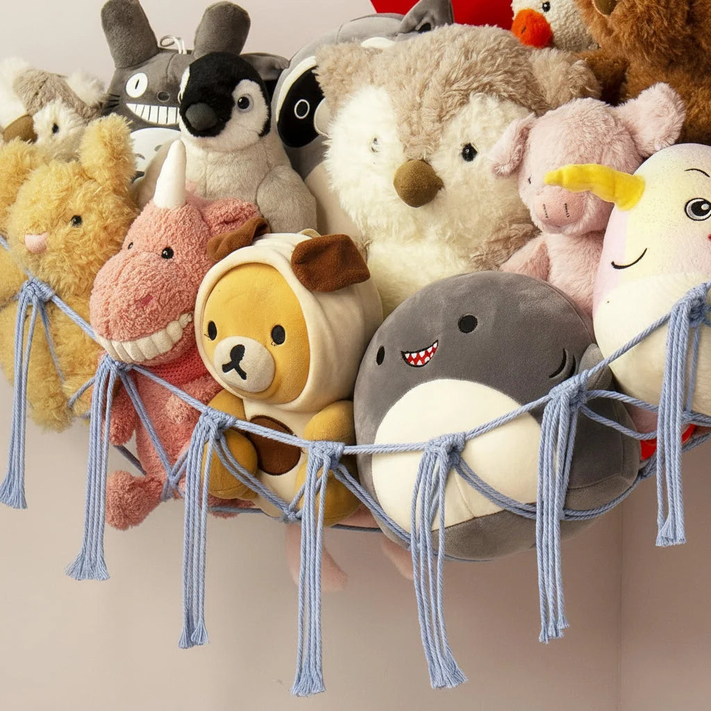 Toy Storage Hammock Knotted Macrame Space Saving