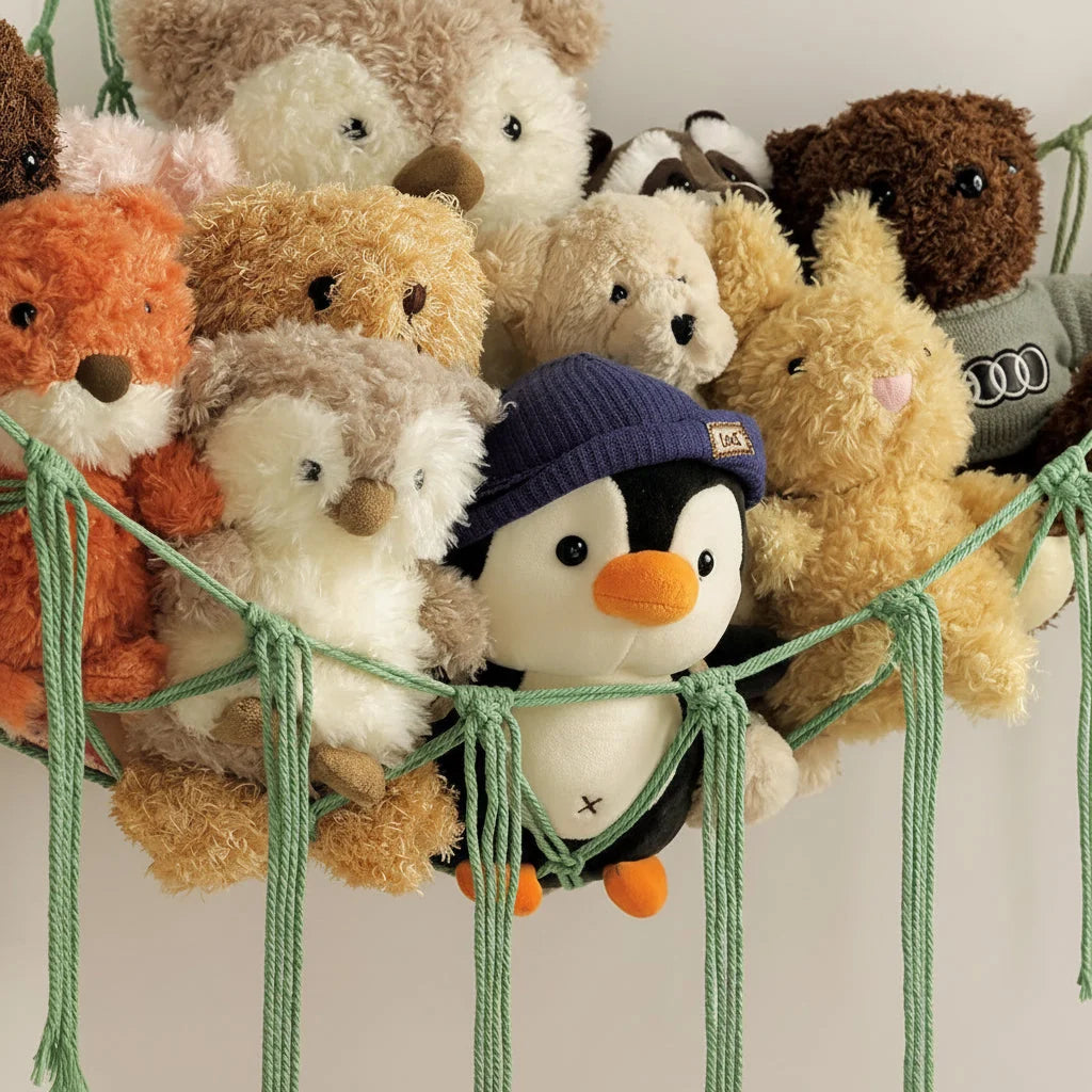 Toy Storage Hammock Knotted Macrame Space Saving
