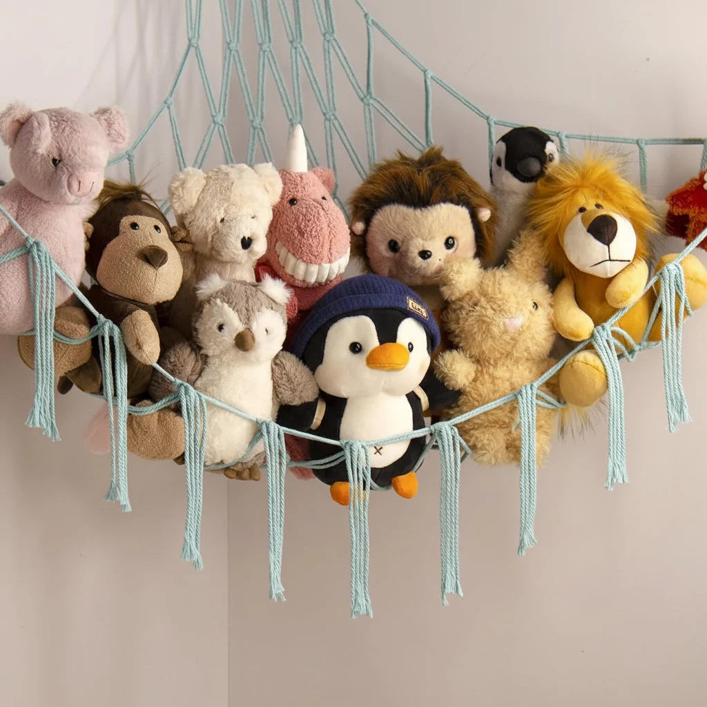 Toy Storage Hammock Knotted Macrame Space Saving