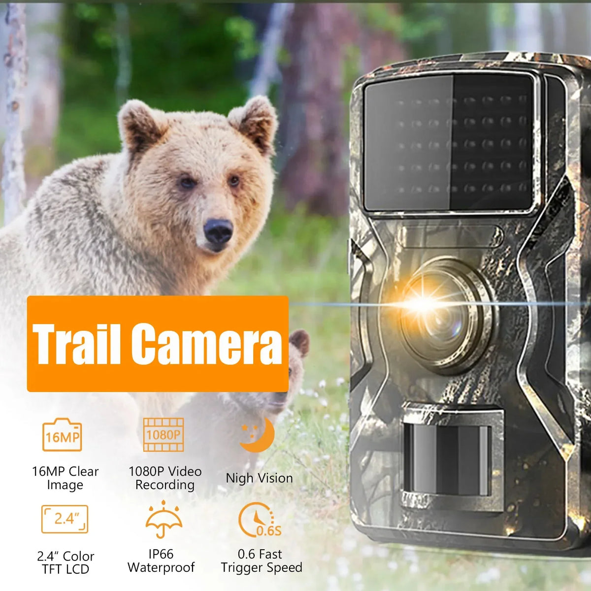 Trail Camera 1080P Night Vision Weather-Resistant