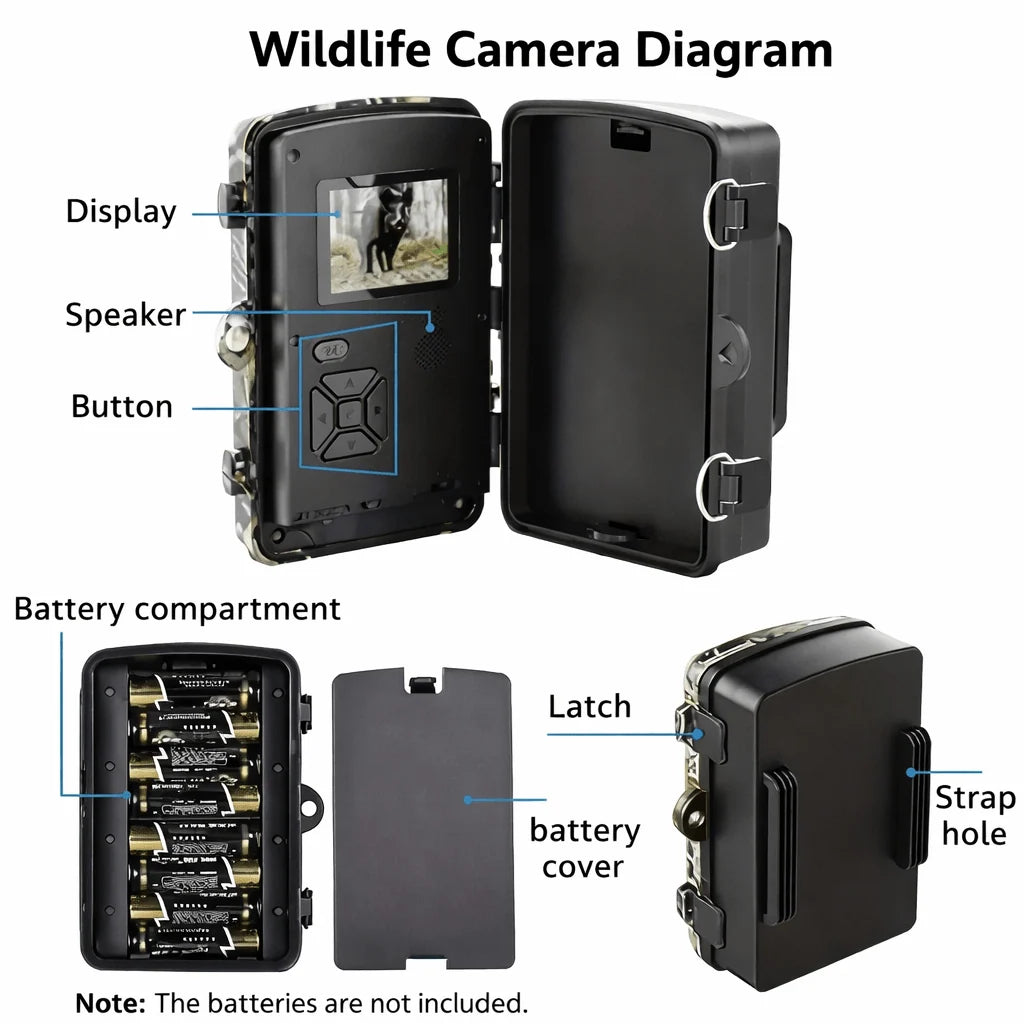 Trail Camera No-Glow Night Vision 1080P HD Video