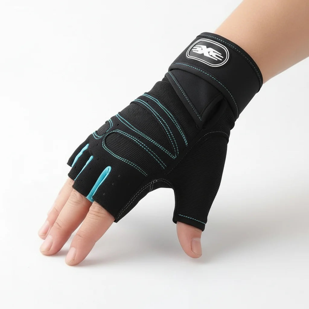 Training Gloves Shock-Absorbing Palm Padding Wrist Support & Non-Slip Grip