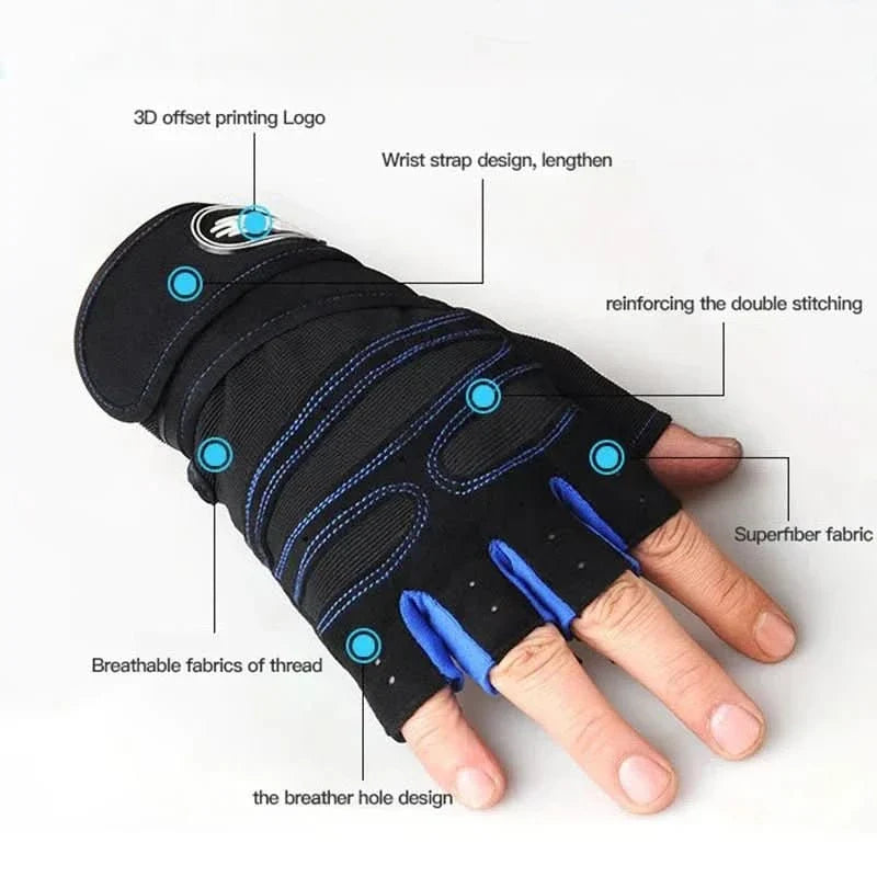 Training Gloves Shock-Absorbing Palm Padding Wrist Support & Non-Slip Grip