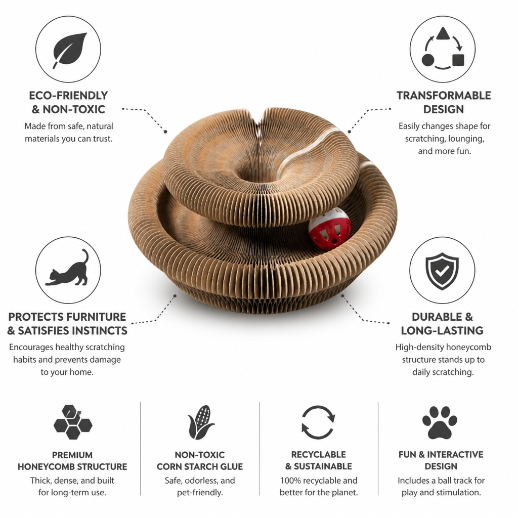 Transformable Eco-Friendly & Non-Toxic Cat Scratcher Lounger