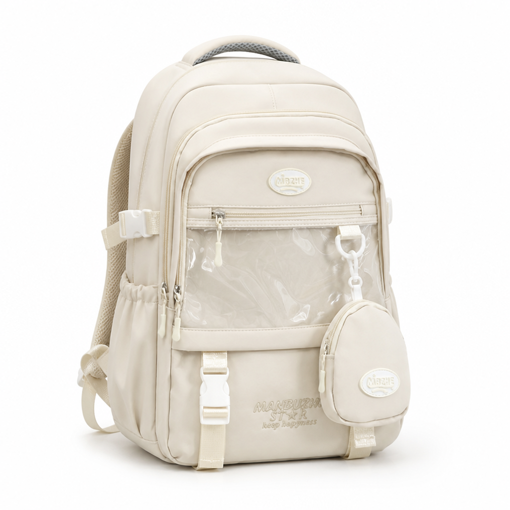 Transparent Front Panel & Padded Shoulder Straps School Backpack