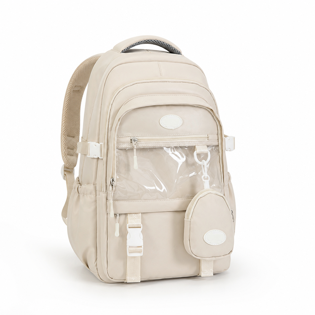 Transparent Front Panel & Padded Shoulder Straps School Backpack