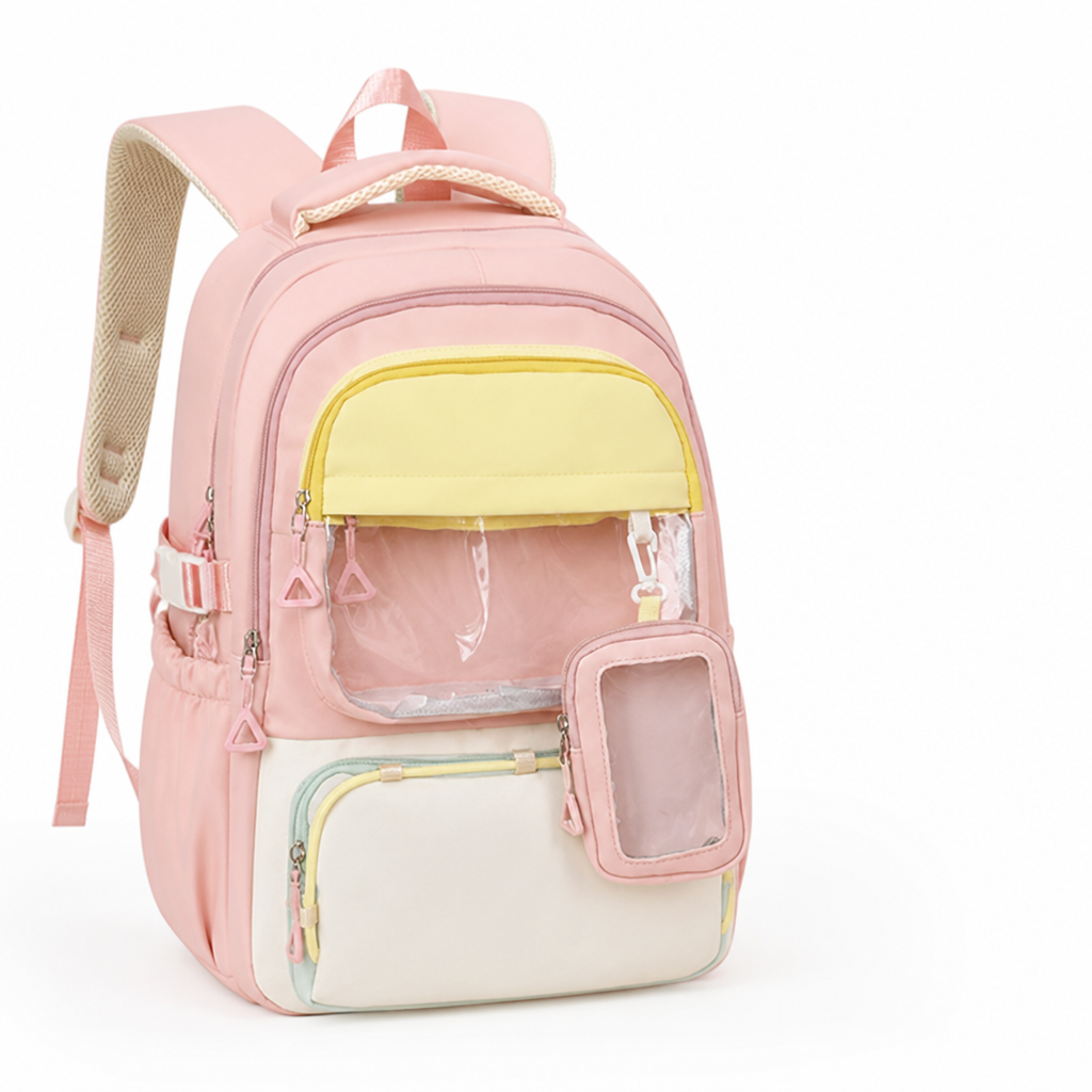 Transparent Front Pocket Kids Backpack (Padded Straps)