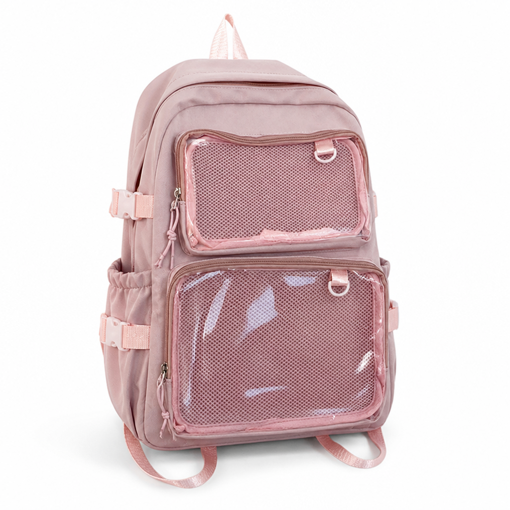 Transparent Mesh Multi-Compartment School Backpack