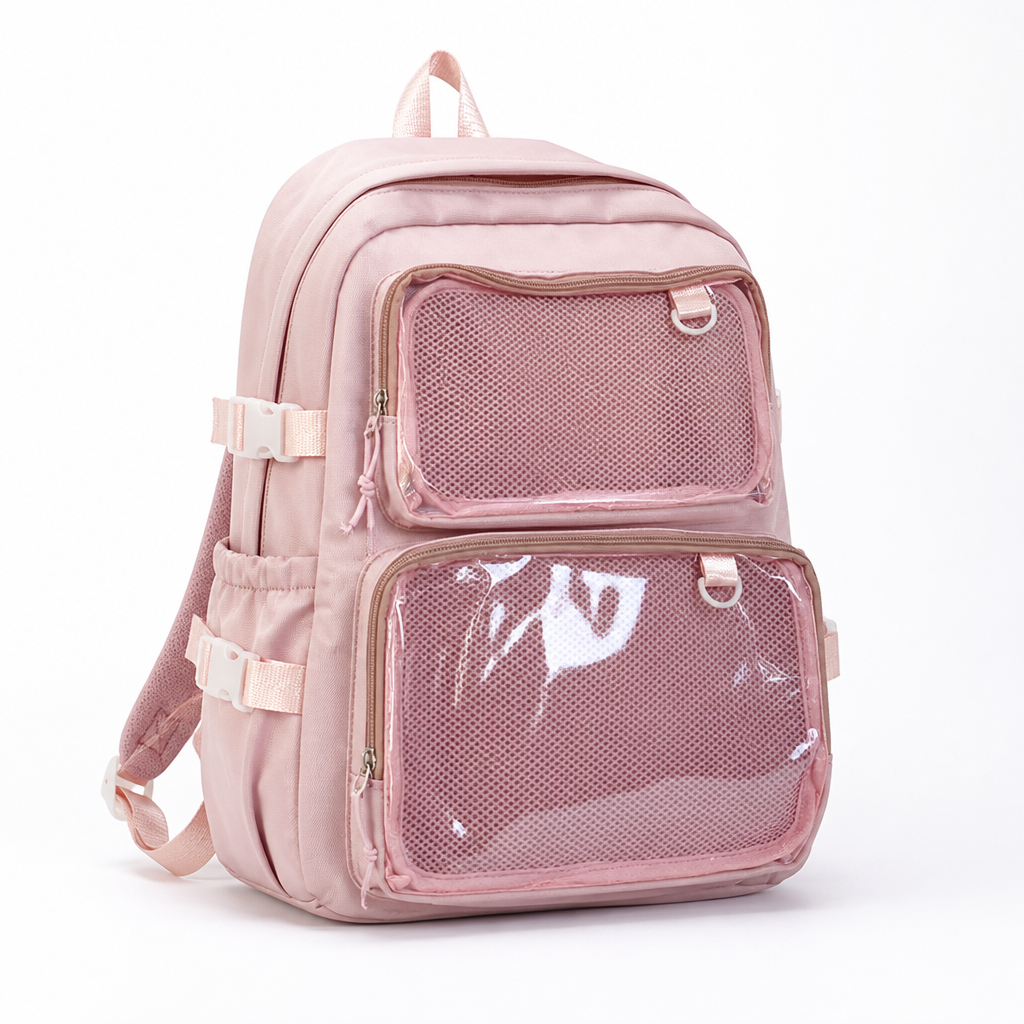 Transparent Mesh Multi-Compartment School Backpack