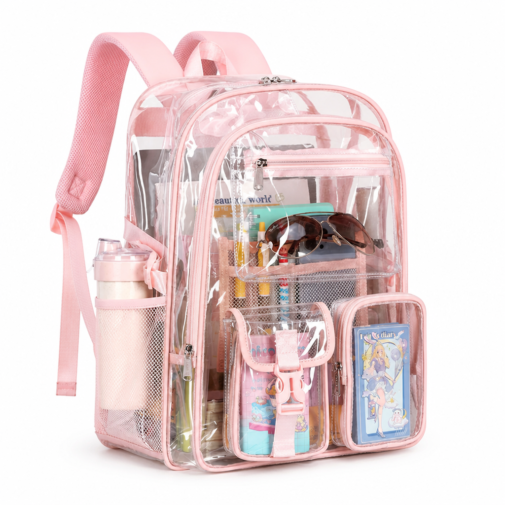 Transparent Multi-Pocket School Backpack