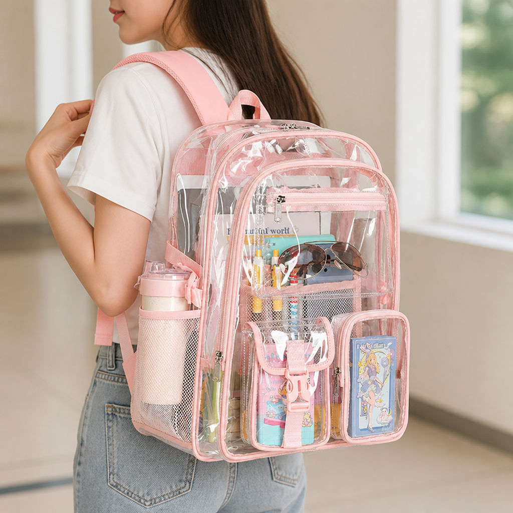 Transparent Multi-Pocket School Backpack