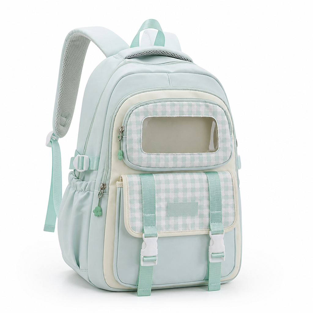 Transparent Panel Multi-Compartment Kids School Backpack
