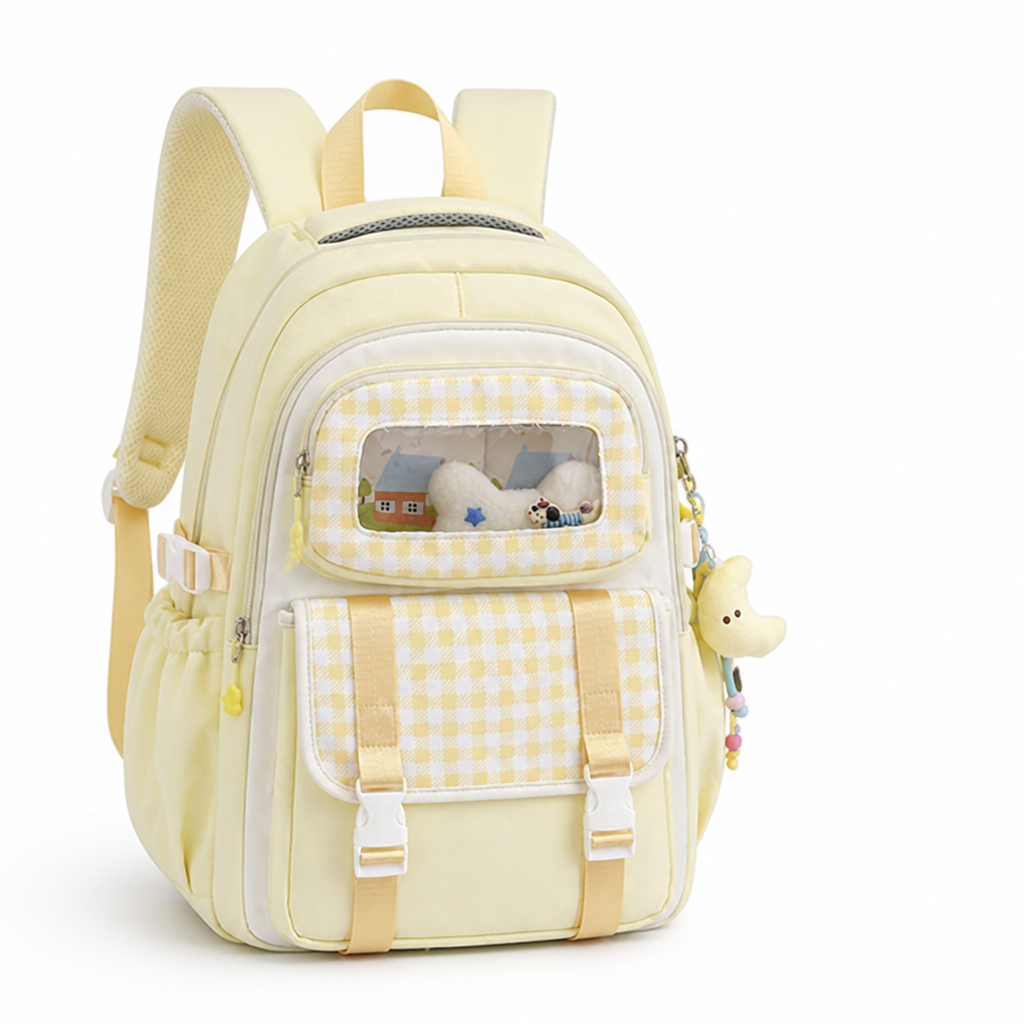 Transparent Panel Multi-Compartment Kids School Backpack