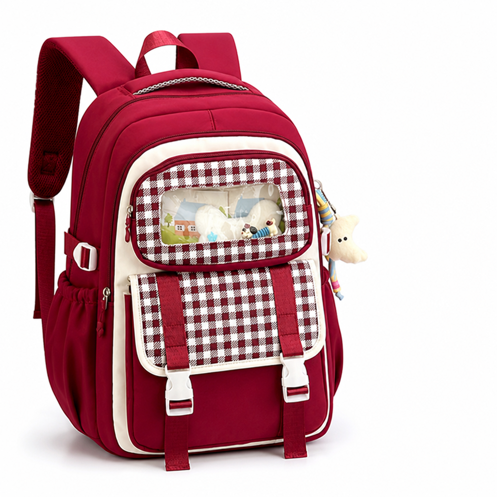 Transparent Panel Multi-Compartment Kids School Backpack
