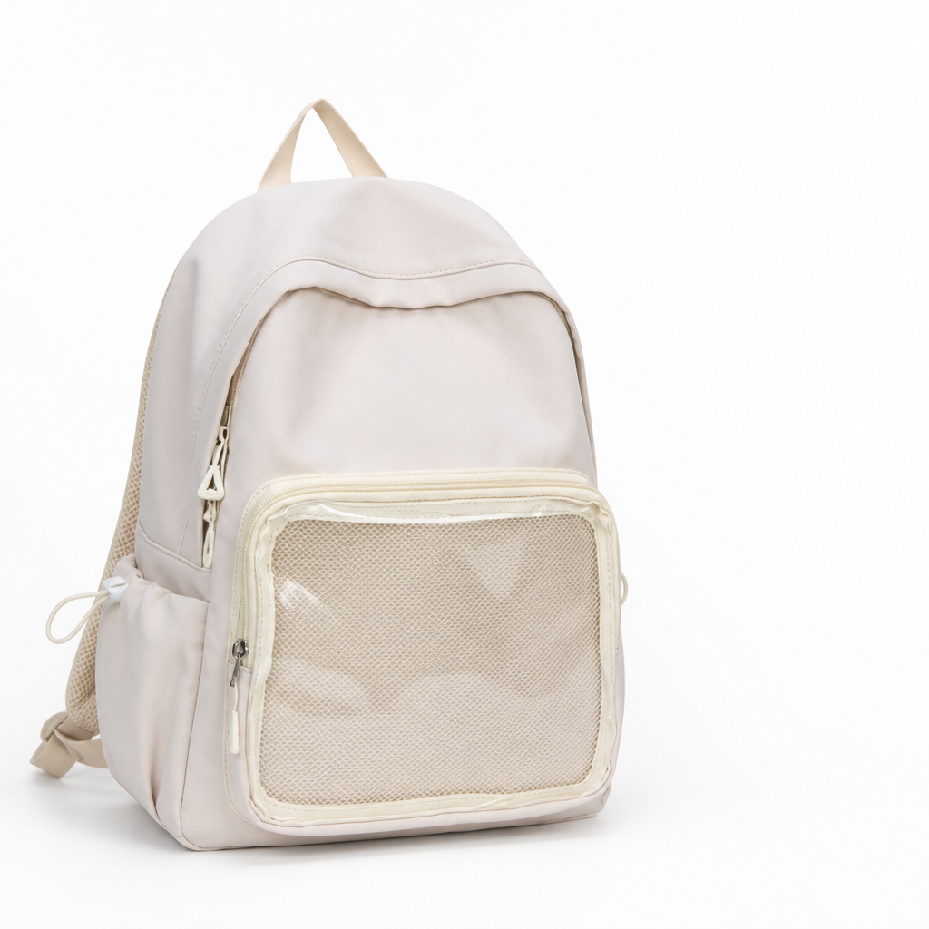 Transparent Panel Water-Resistant School Backpack (Padded Straps & Laptop Pocket)