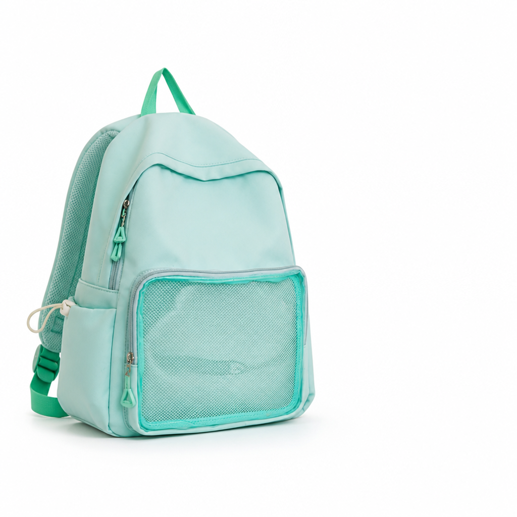 Transparent Panel Water-Resistant School Backpack (Padded Straps & Laptop Pocket)
