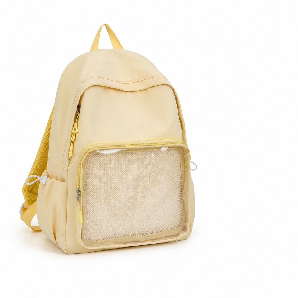 Transparent Panel Water-Resistant School Backpack (Padded Straps & Laptop Pocket)