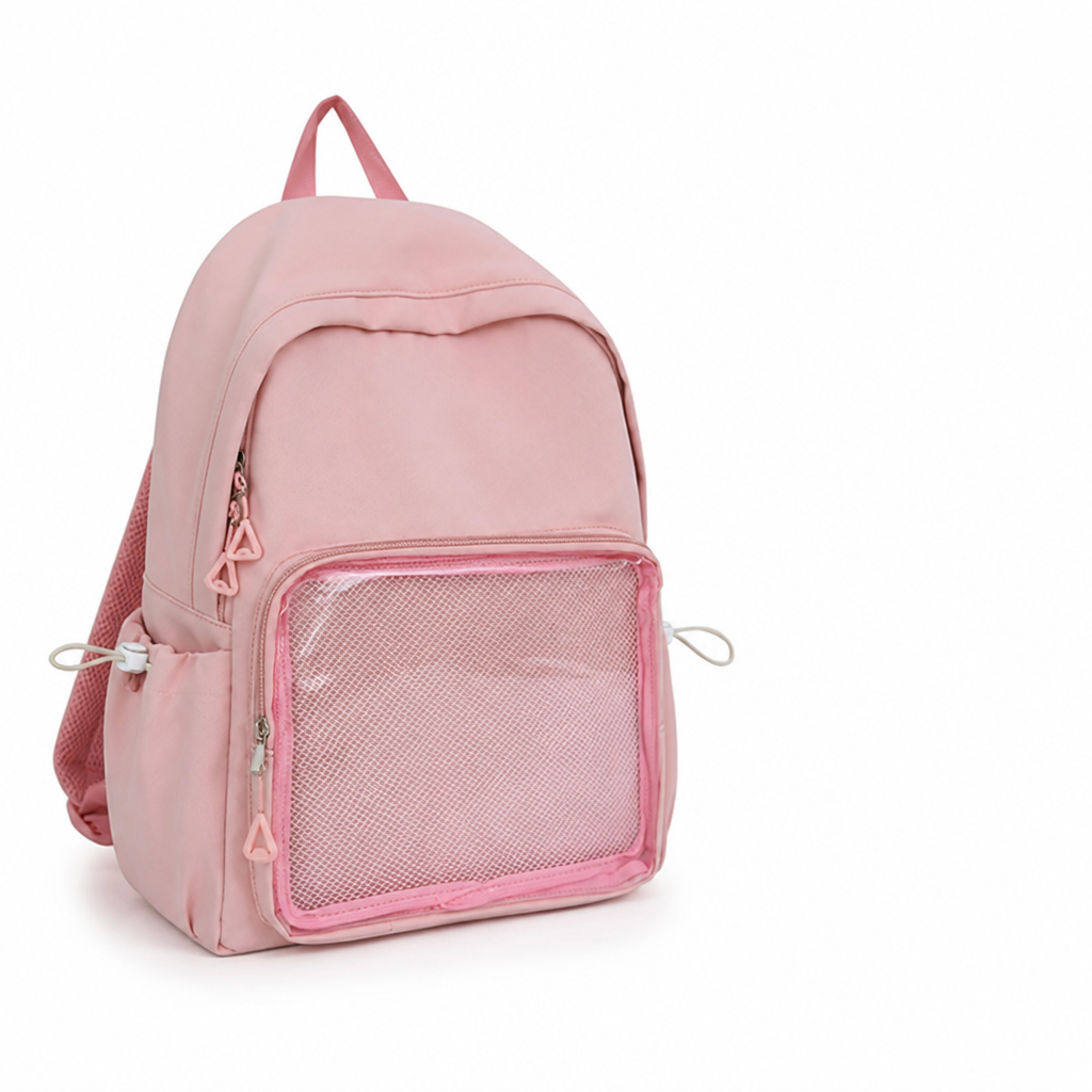 Transparent Panel Water-Resistant School Backpack (Padded Straps & Laptop Pocket)
