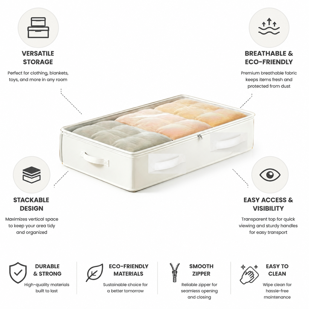 Transparent Top & Breathable Fabric Storage Organizer