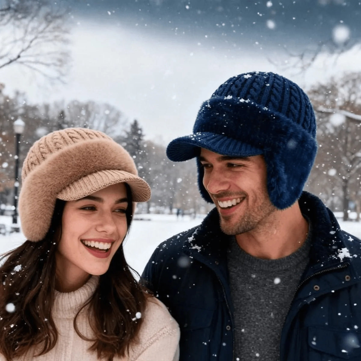 Trapper Hat Double-Layer Knit Fleece Lined Ear Flaps