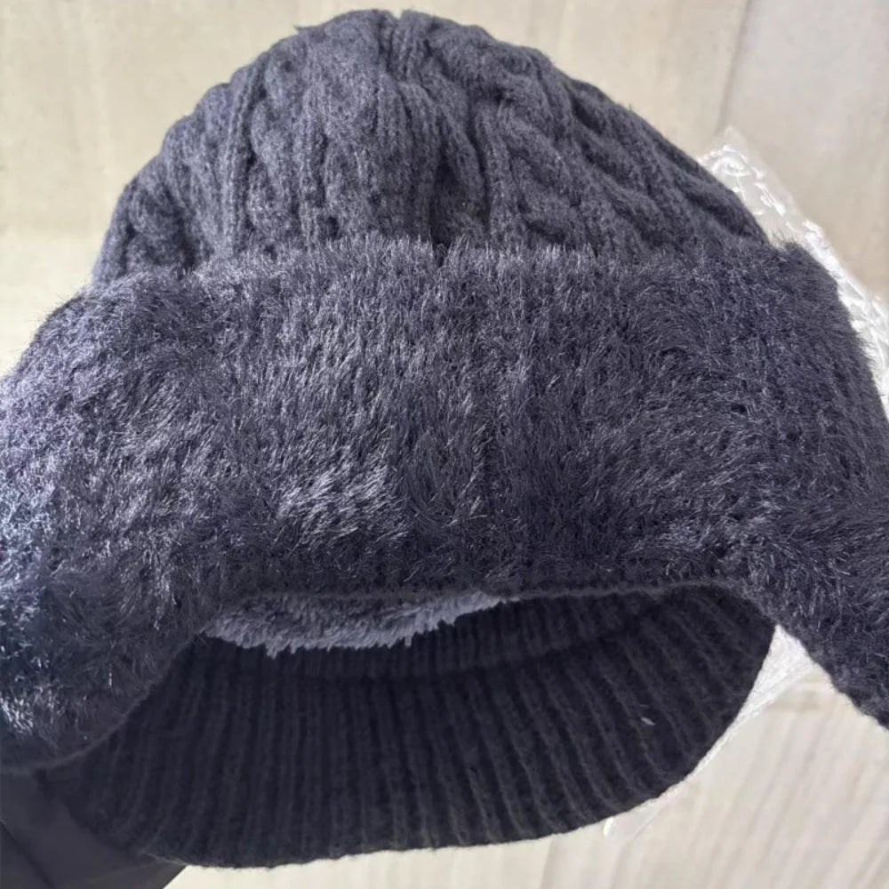 Trapper Hat Double-Layer Knit Fleece Lined Ear Flaps