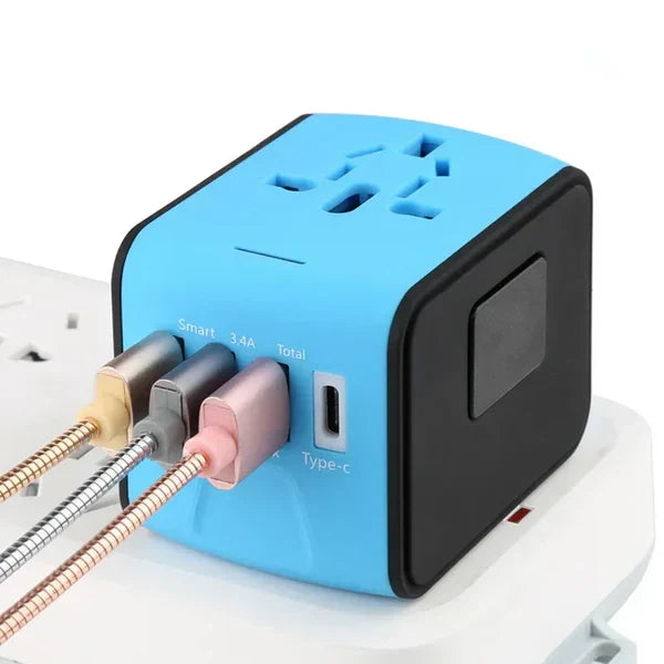 Travel Adapter Universal 4 USB Surge Protection