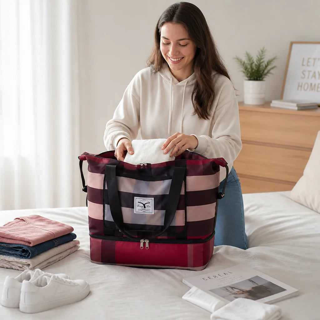 Travel Bag Foldable Waterproof Expandable Bottom & Multiple Pockets