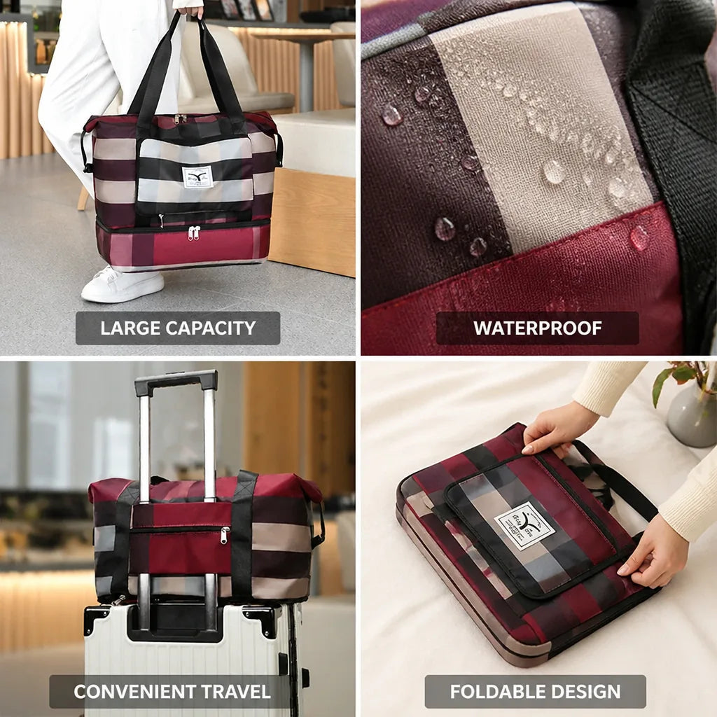 Travel Bag Foldable Waterproof Expandable Bottom & Multiple Pockets