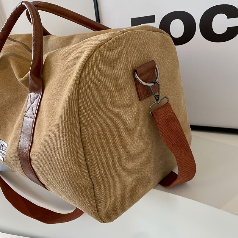 Travel Bag Washed Canvas Multiple Pockets Adjustable Shoulder Strap