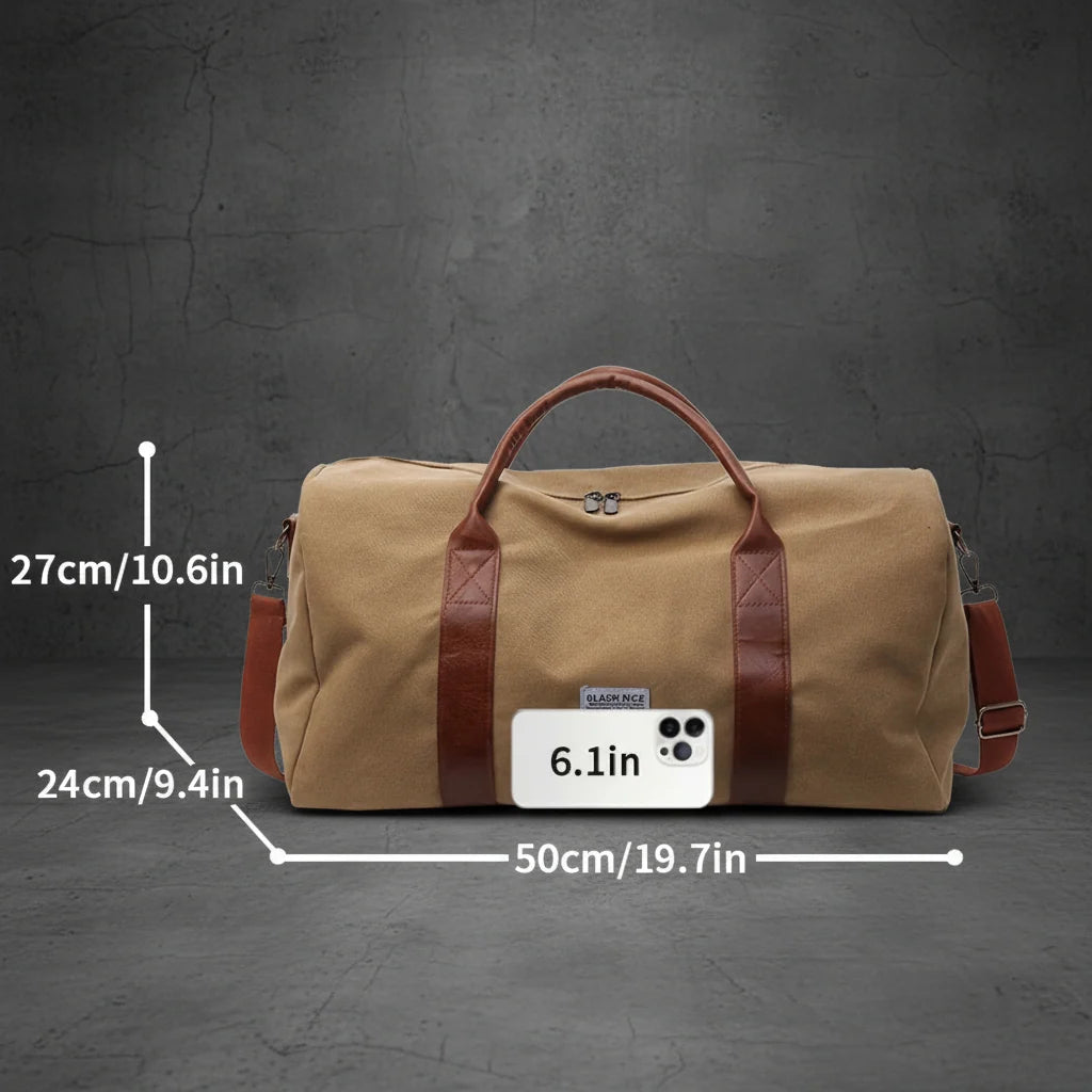 Travel Bag Washed Canvas Multiple Pockets Adjustable Shoulder Strap
