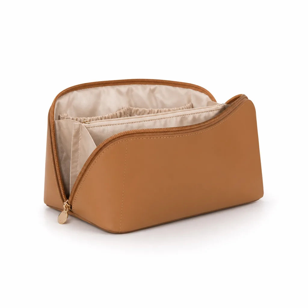 Travel Cosmetic Bag Large Capacity Waterproof PU Leather
