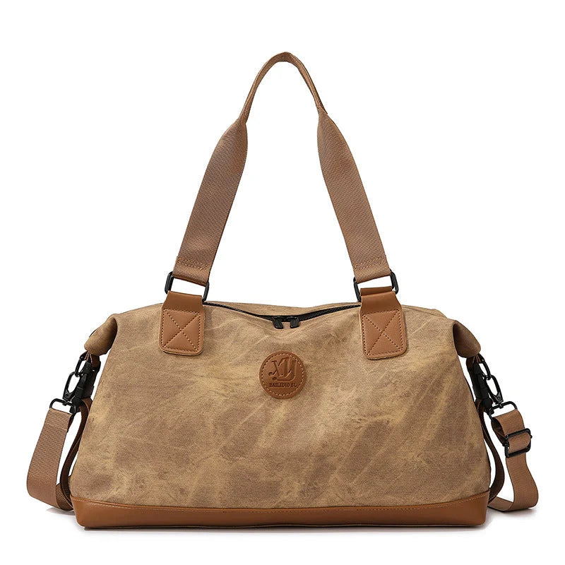 Travel Duffel Bag Durable Canvas Adjustable Shoulder Strap Multiple Pockets