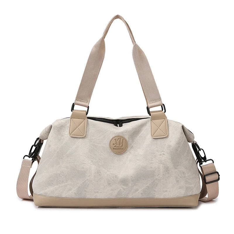 Travel Duffel Bag Durable Canvas Adjustable Shoulder Strap Multiple Pockets