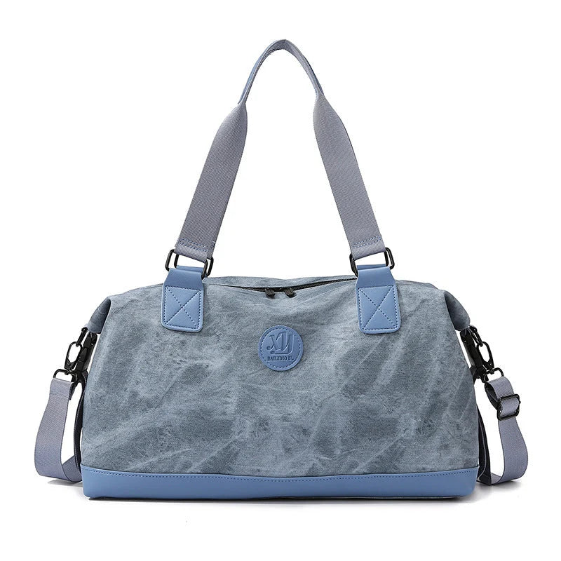 Travel Duffel Bag Durable Canvas Adjustable Shoulder Strap Multiple Pockets