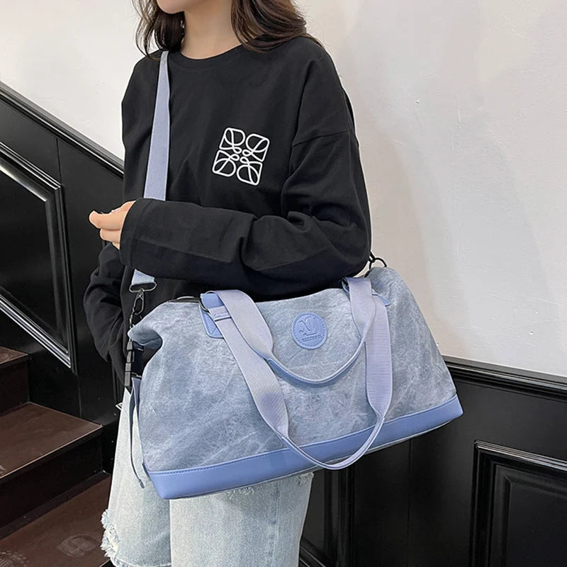 Travel Duffel Bag Durable Canvas Adjustable Shoulder Strap Multiple Pockets