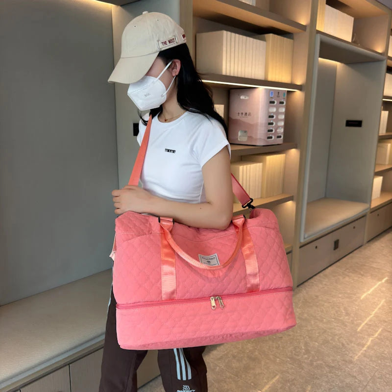 Travel Duffel Bag Quilted Adjustable Shoulder Strap
