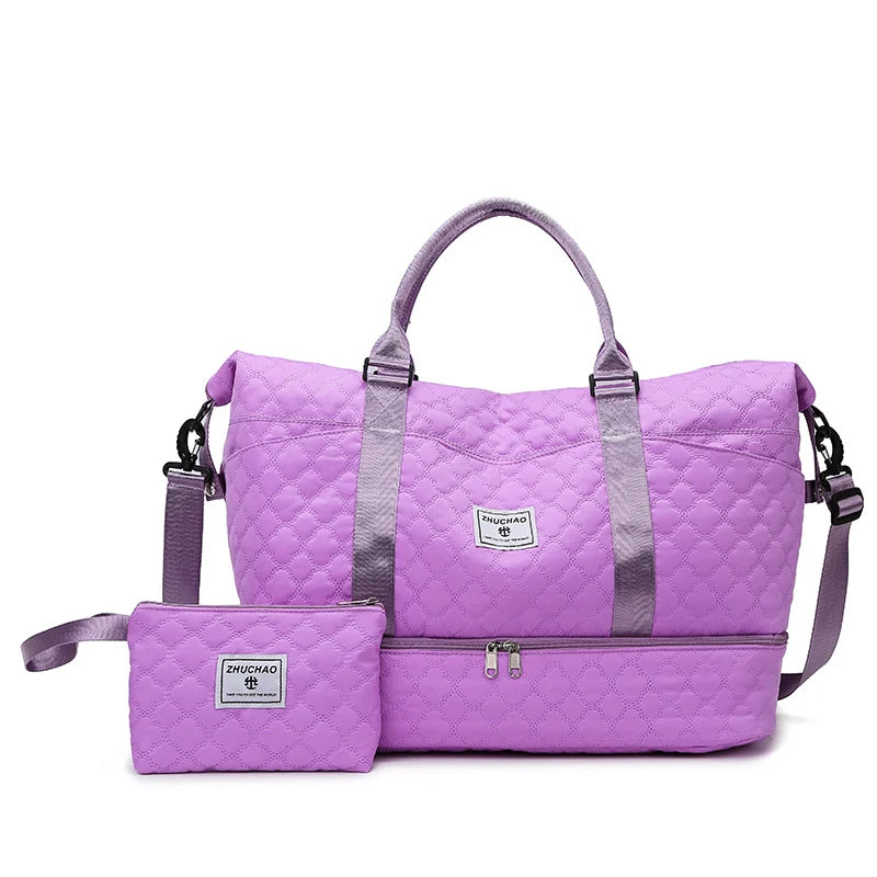 Travel Duffel Bag Quilted Adjustable Shoulder Strap