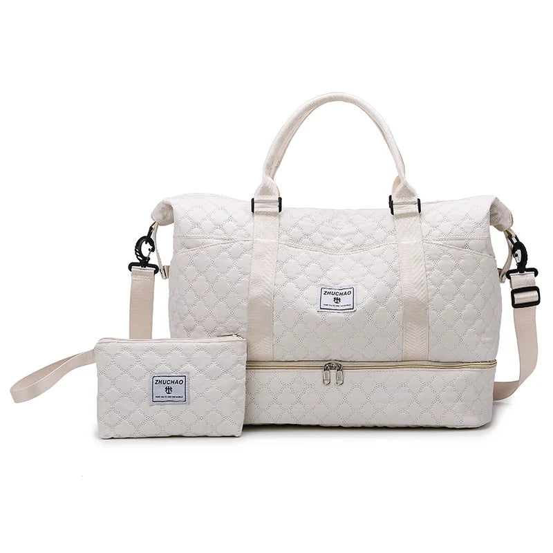 Travel Duffel Bag Quilted Adjustable Shoulder Strap