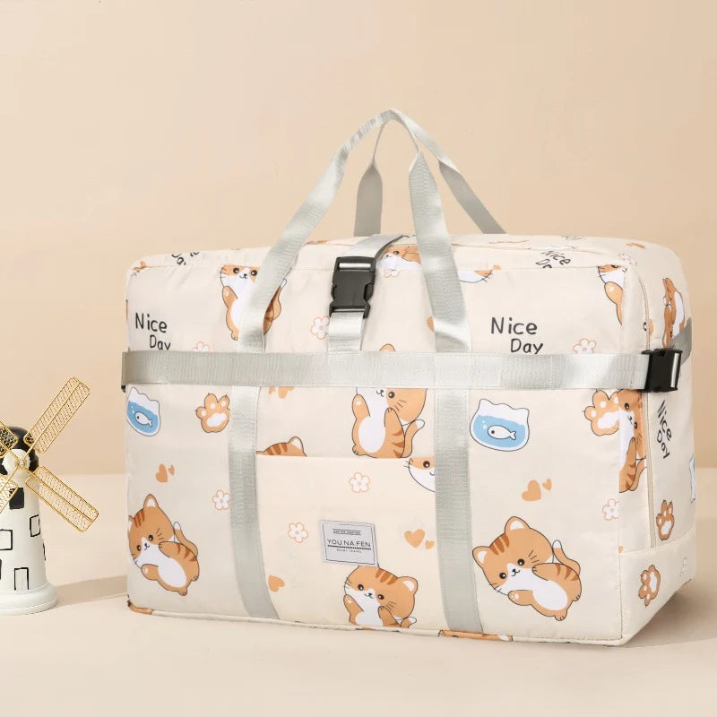 Travel Duffel Bag Water-Resistant Fabric & Exterior Pockets