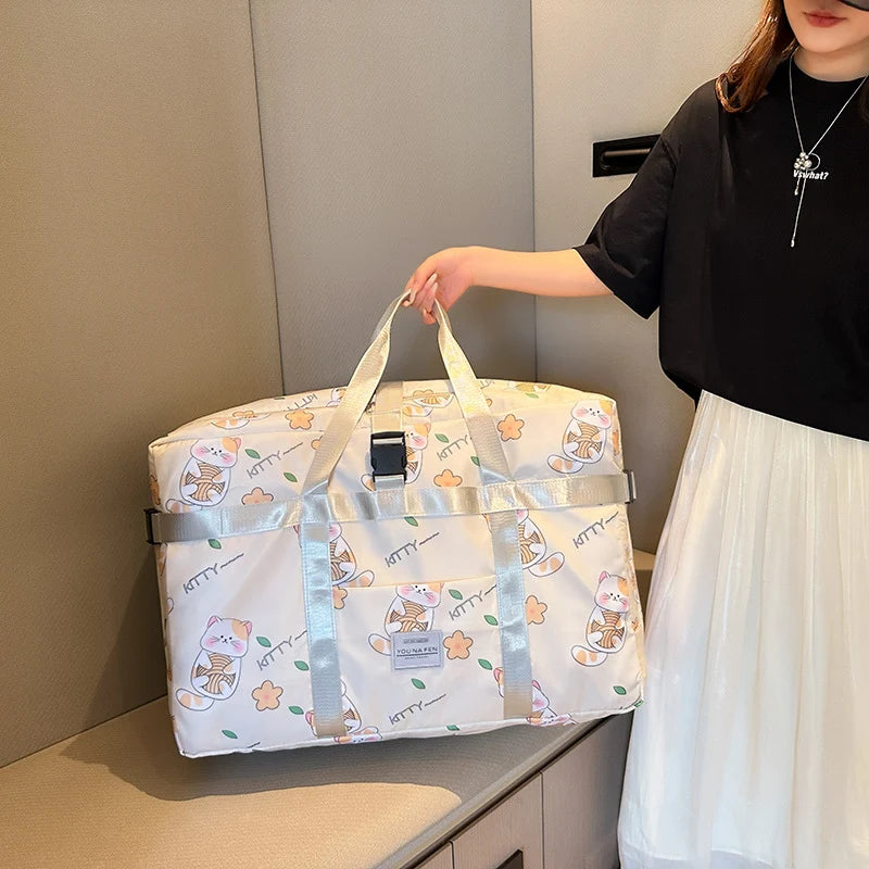 Travel Duffel Bag Water-Resistant Fabric & Exterior Pockets