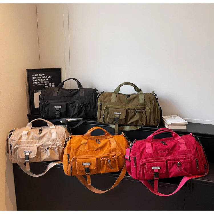 Travel Duffel Bag Water-Resistant Multiple Compartments Detachable Strap