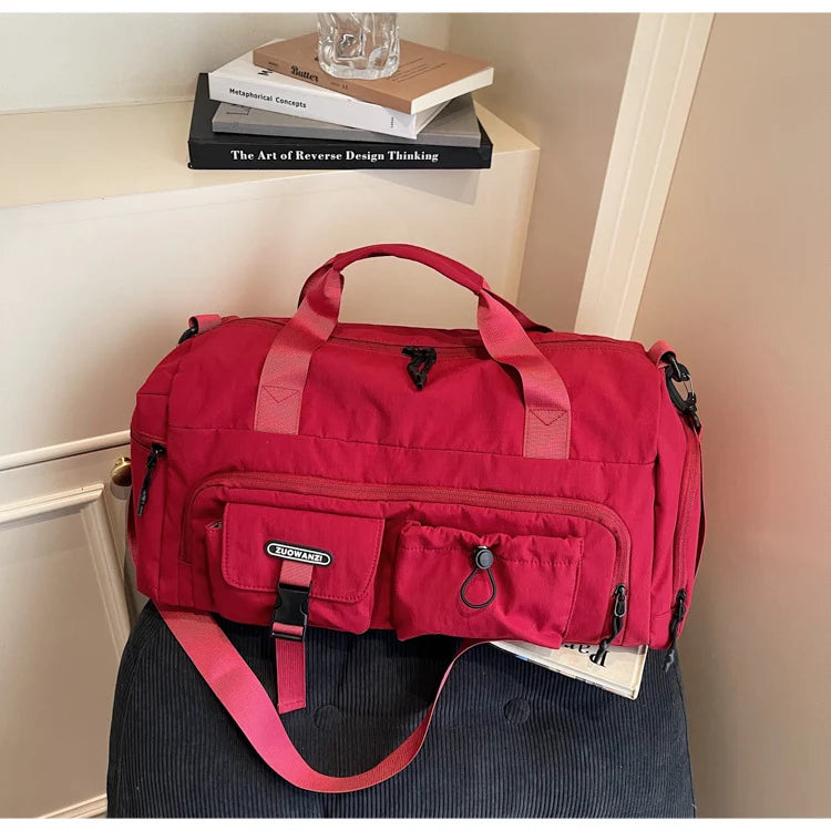 Travel Duffel Bag Water-Resistant Multiple Compartments Detachable Strap