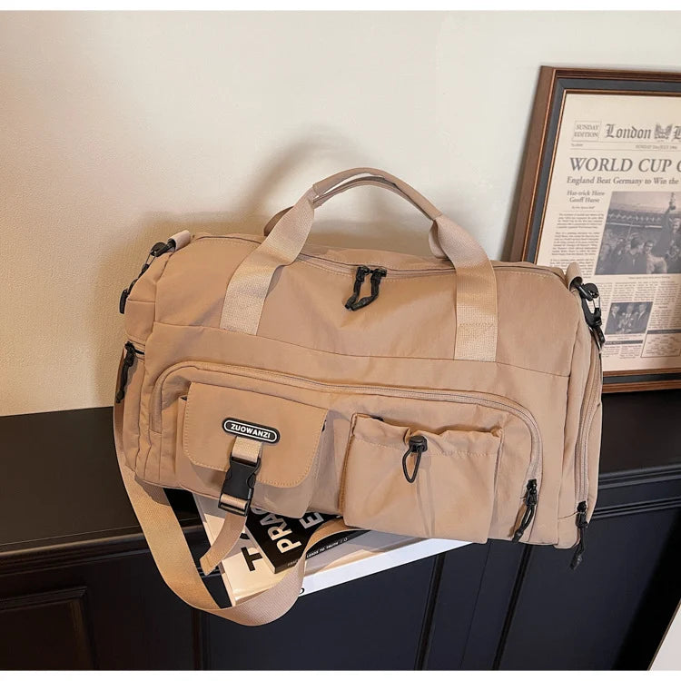 Travel Duffel Bag Water-Resistant Multiple Compartments Detachable Strap