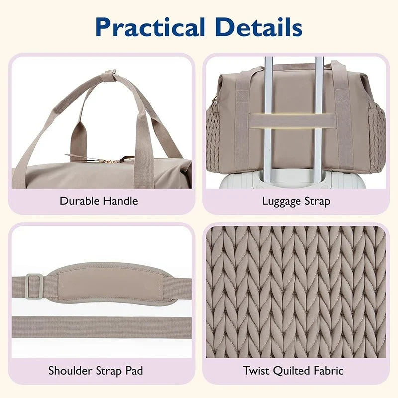 Travel Duffel Bag Water-Resistant Shoe Compartment & Bottle Pocket