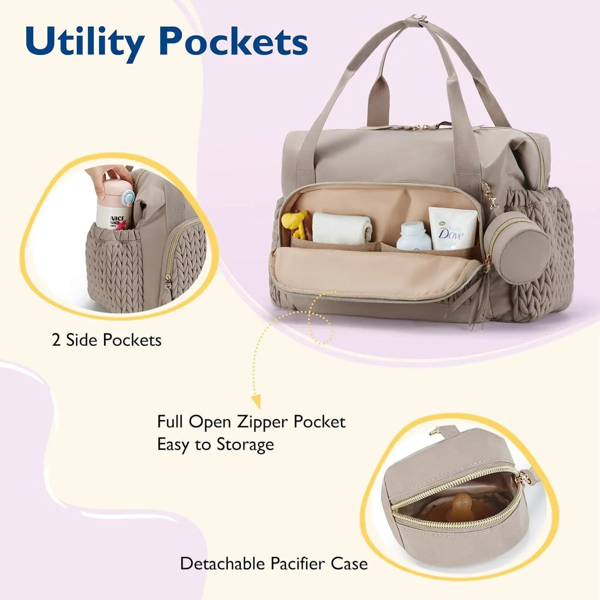 Travel Duffel Bag Water-Resistant Shoe Compartment & Bottle Pocket