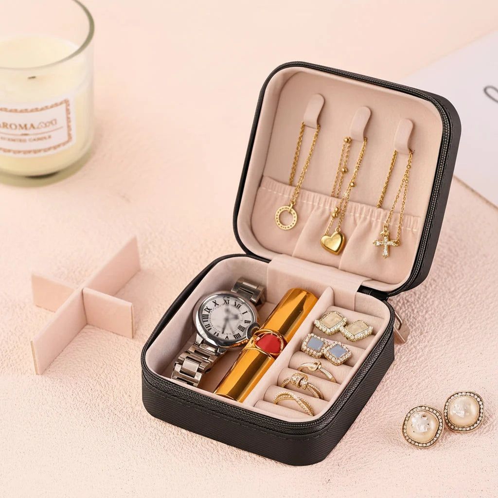 Travel Jewelry Case Full Zip Padded Ring Roll