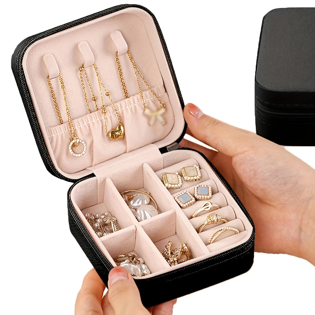 Travel Jewelry Case Full Zip Padded Ring Roll