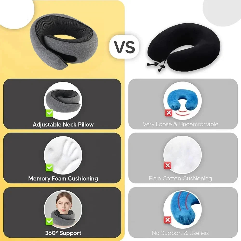 Travel Pillow Memory Foam U-Shaped Washable Cover
