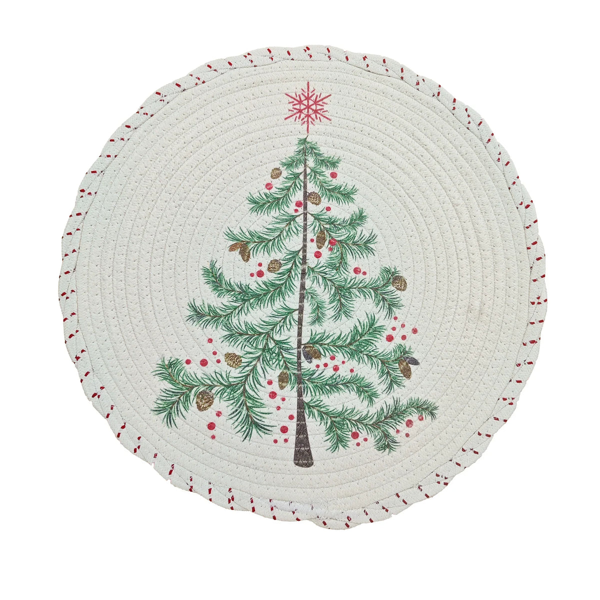 Tree Skirt Quilted Braided Cotton Conceals Stand & Cables